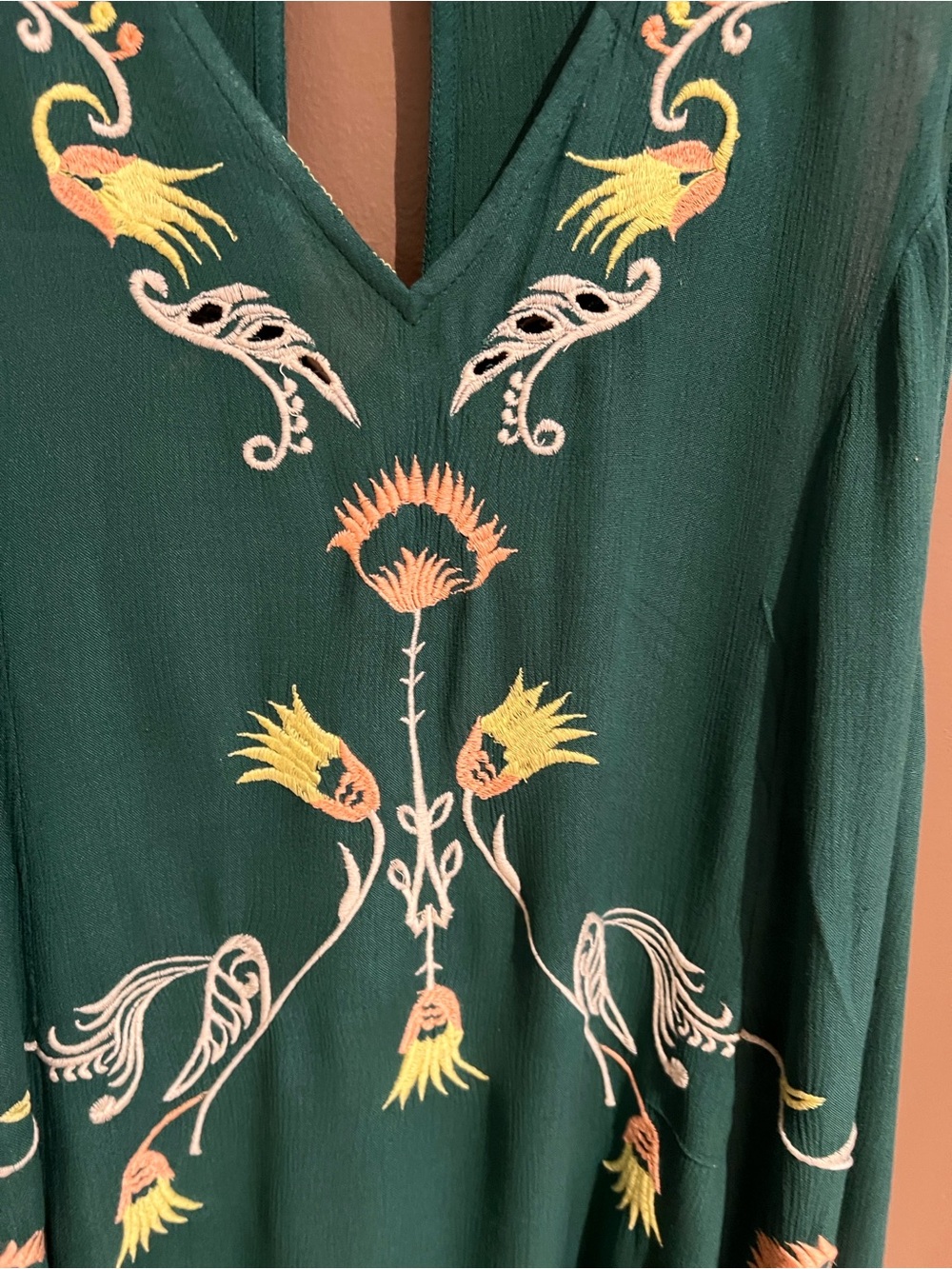 Free People Intimately Embroidered Dress in Ivy Green Combo Sz L NEW - Picture 4 of 16